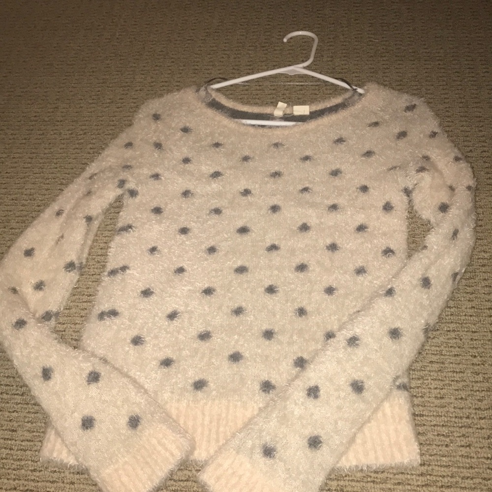 Anthropologie moth polka dot fuzzy sweater PSmall
